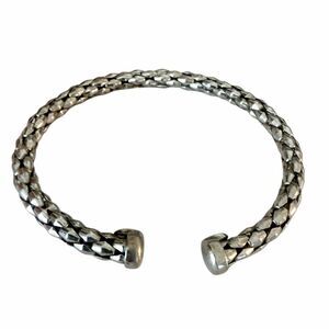 Vintage Italian 925 Sterling Silver Geometric Woven Cuff Bracelet